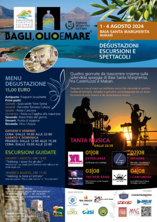 La rassegna enogastronomica “Bagli, Olio e Mare” torna a San Vito lo Capo dall’1 al 4 agosto