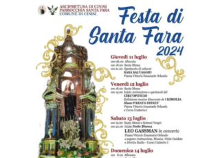 Da Giovedì 11 a Domenica 14 Luglio a Cinisi i festeggiamenti in onore della Patrona Santa Fara