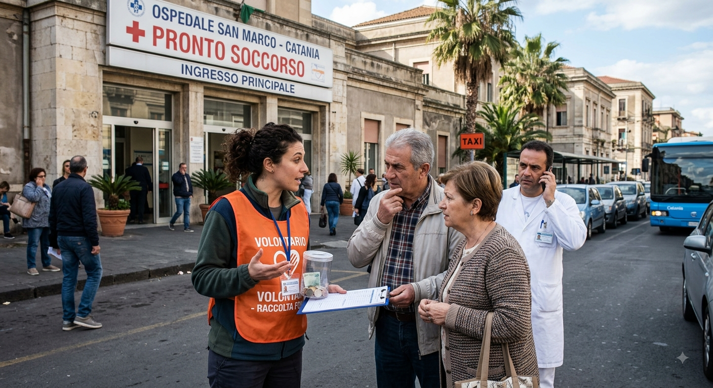 Falsa volontaria truffa i passanti fuori dall’ospedale:&hellip;