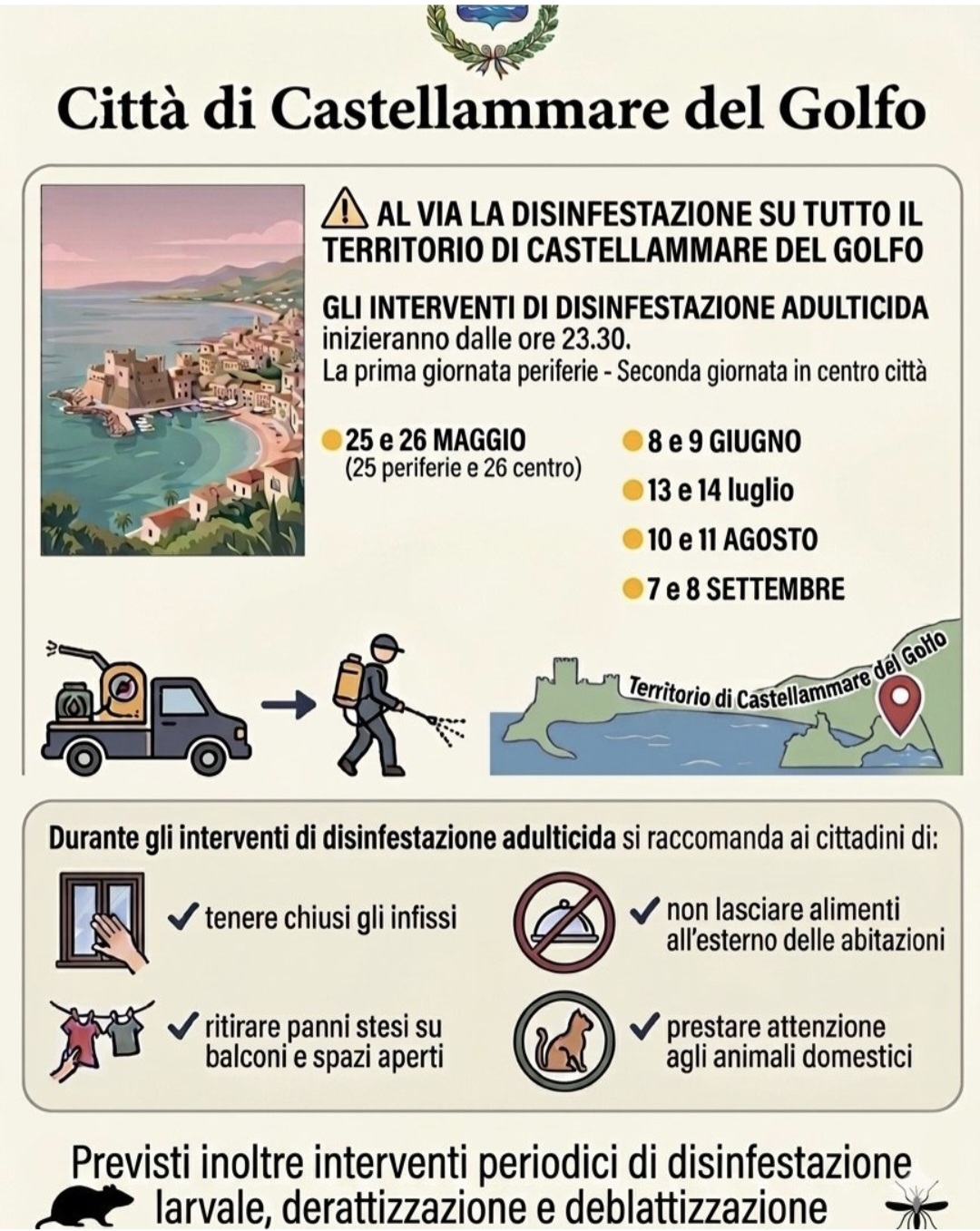 ⚠️🦟 Disinfestazione a Castellammare Del Golfo