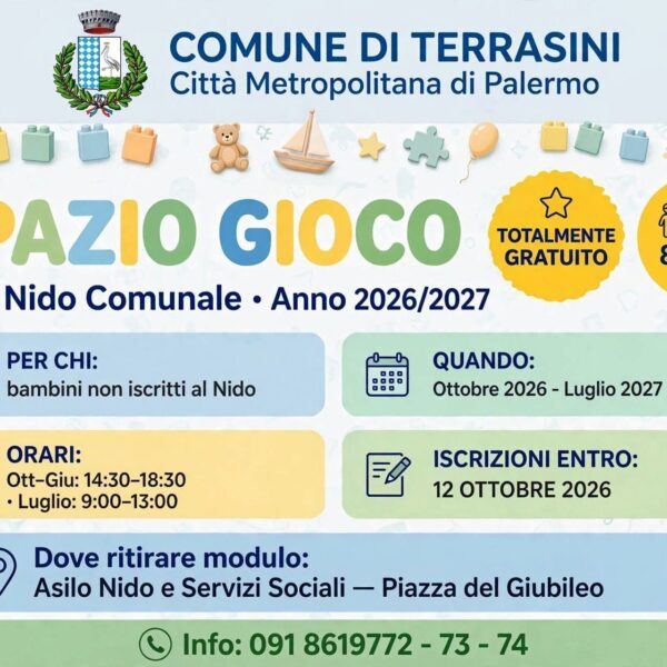 Terrasini: asilo nido comunale, spazio gioco gratuito