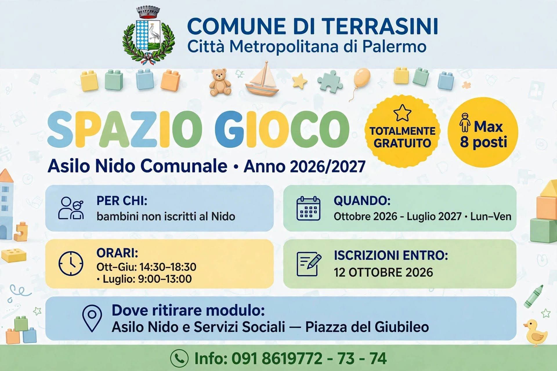 Terrasini: asilo nido comunale, spazio gioco gratuito